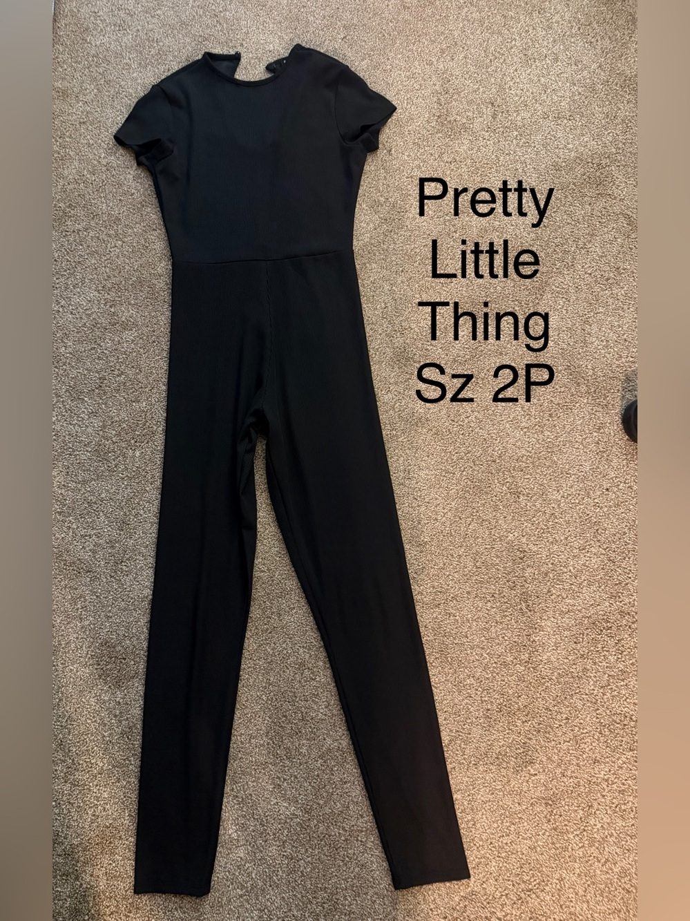 PrettyLittleThing Black Short-Sleeve Girls One-Piece Jumpsuit sz 2P